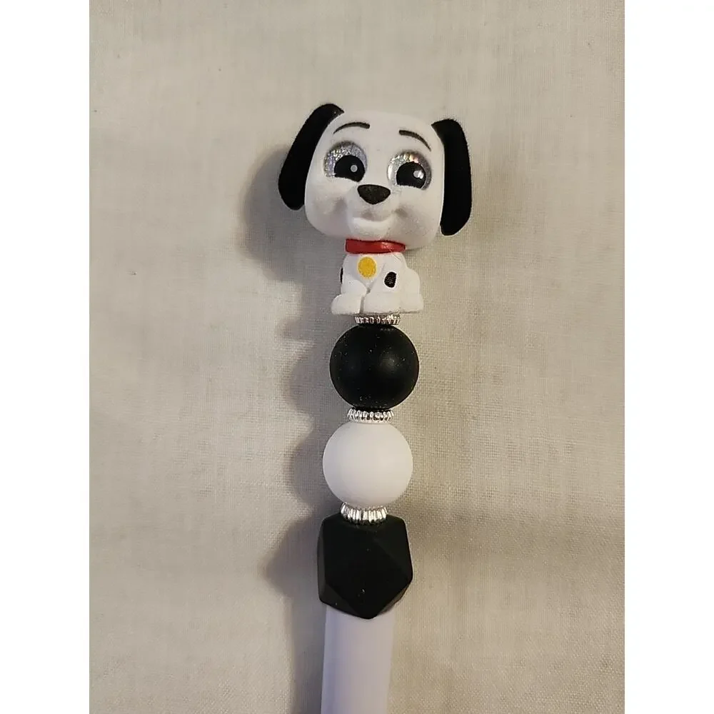 Bead Pen Character Dalmatian Silicone Beads White & Black